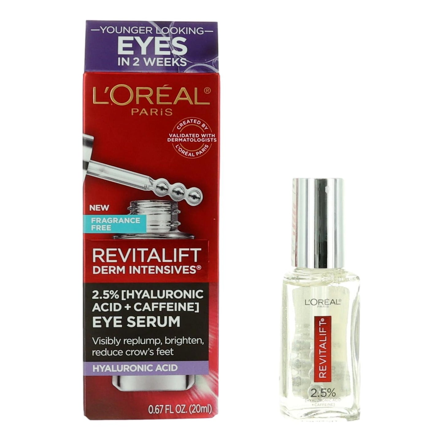 L'Oreal Revitalift Derm Intensives, 0.67oz Hyaluronic Acid + Caffeine Eye Serum