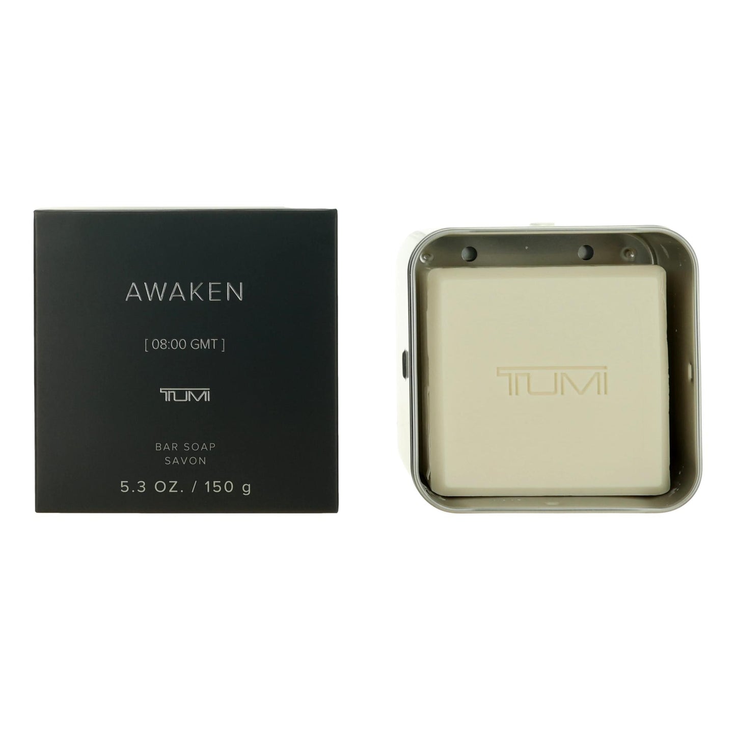Awaken [08:00 GMT] by Tumi, 5.3 oz Bar Soap men with Aluminum Case.